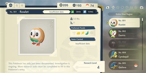 rowlet location legends arceus.